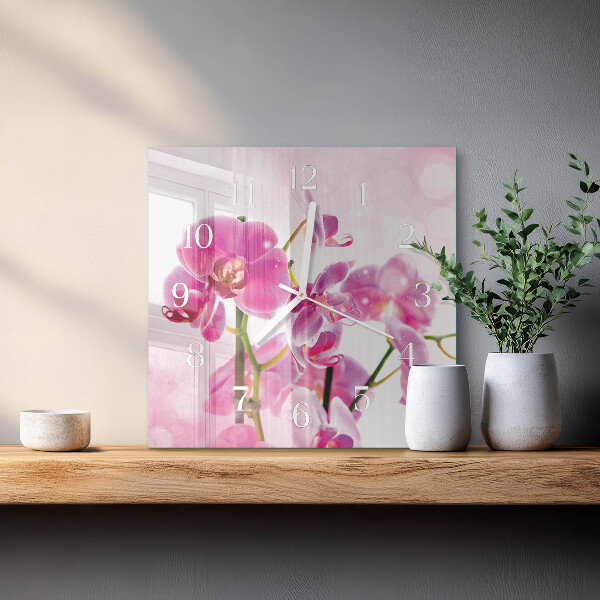 Square wall clock Orchid