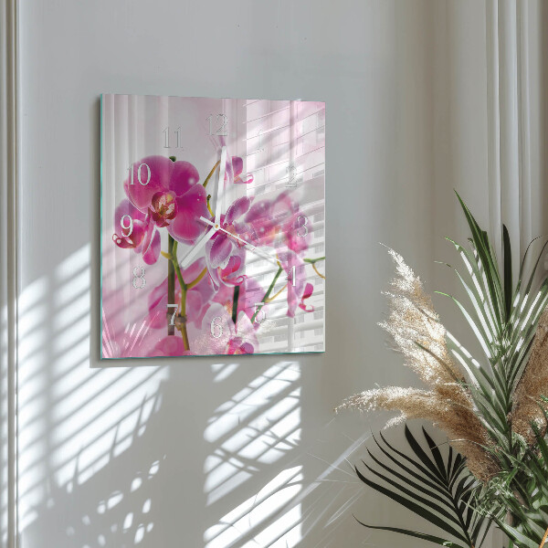 Square wall clock Orchid