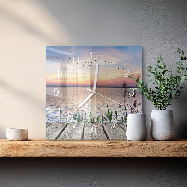 Square wall clock Lake