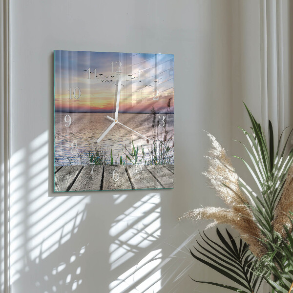 Square wall clock Lake
