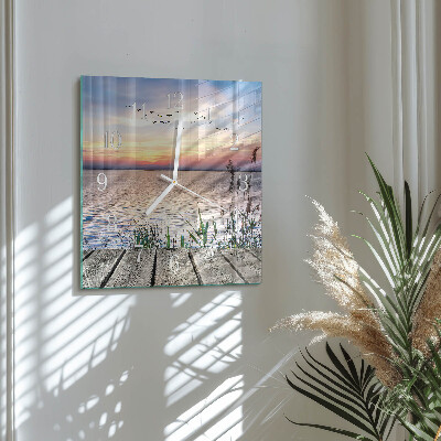 Square wall clock Lake
