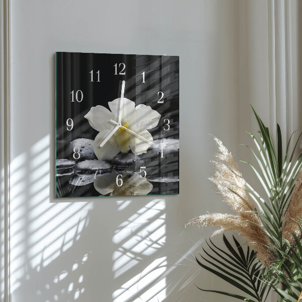 Square wall clock Orchid Stones