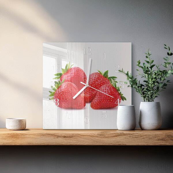 Square wall clock Strawberries