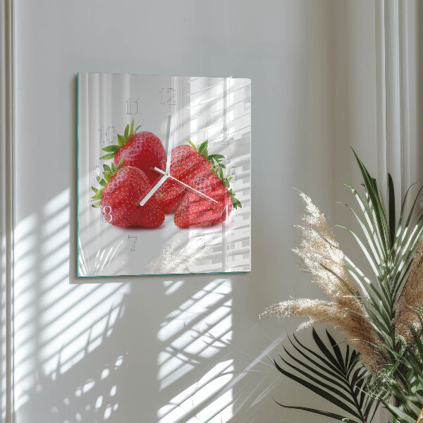 Square wall clock Strawberries