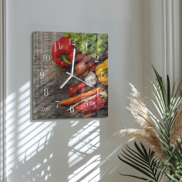 Square wall clock Vegetables