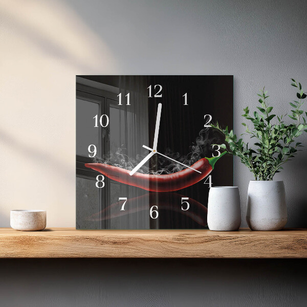 Square wall clock Chili peppers