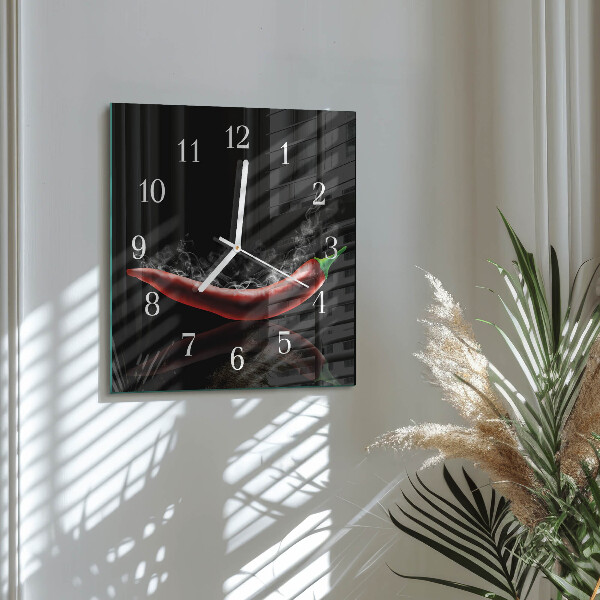 Square wall clock Chili peppers