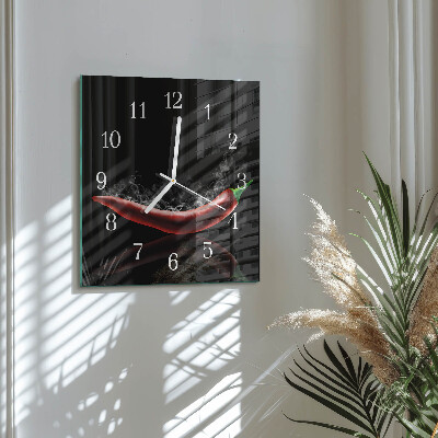 Square wall clock Chili peppers