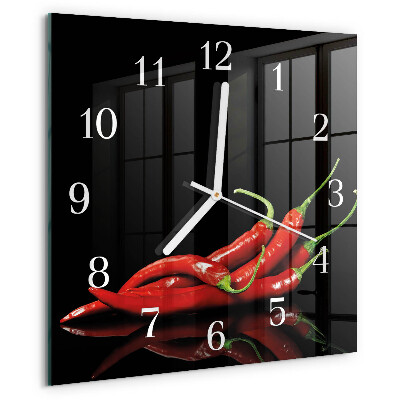 Square wall clock Chili peppers