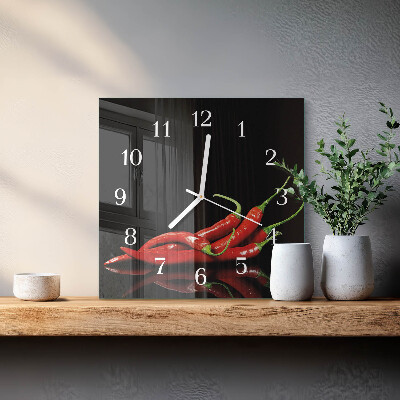 Square wall clock Chili peppers