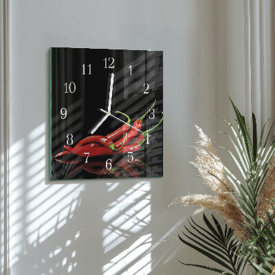 Square wall clock Chili peppers