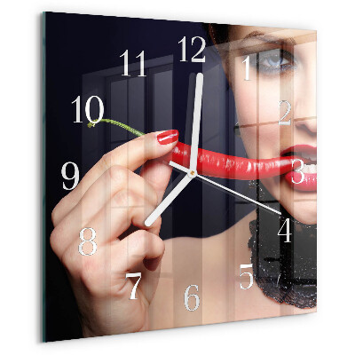 Square wall clock Chili pepper