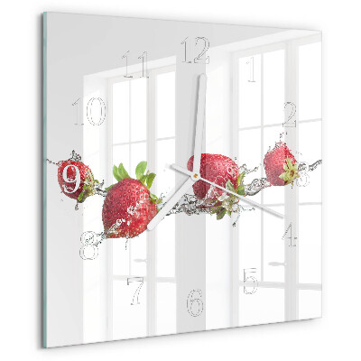 Square wall clock Strawberries in water
