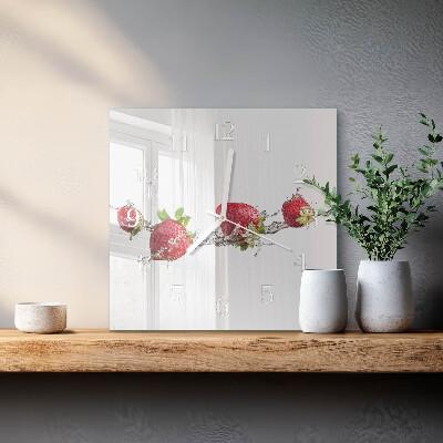 Square wall clock Strawberries in water