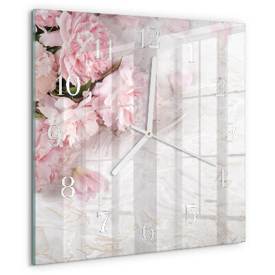 Square wall clock Flowers