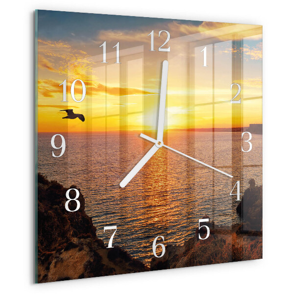 Square wall clock Sunset