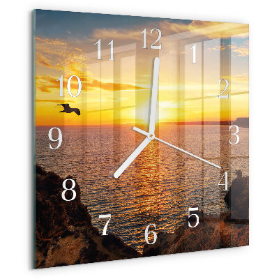 Square wall clock Sunset