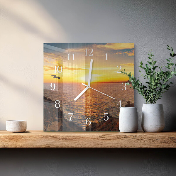 Square wall clock Sunset