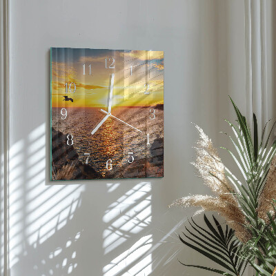 Square wall clock Sunset
