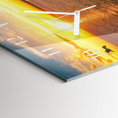 Square wall clock Sunset