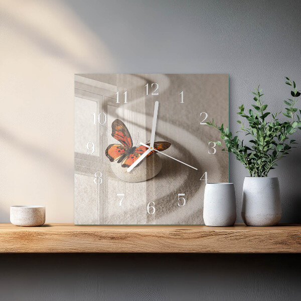 Square wall clock Butterfly
