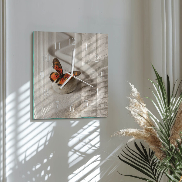 Square wall clock Butterfly
