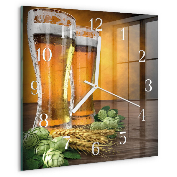 Square wall clock Glasses of beer