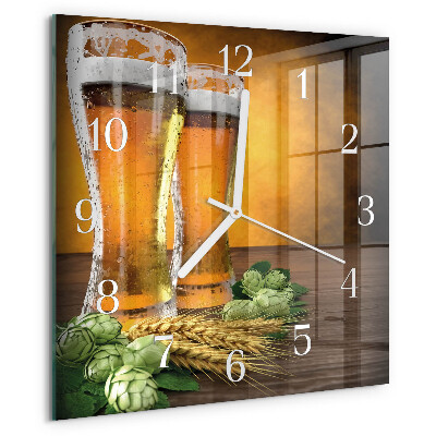 Square wall clock Glasses of beer