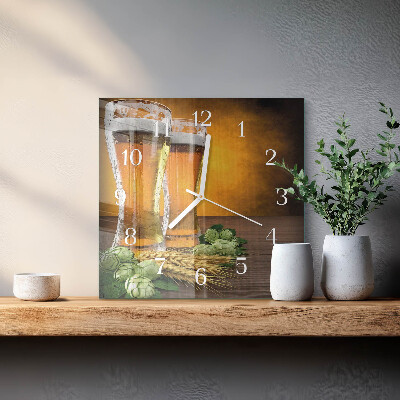 Square wall clock Glasses of beer