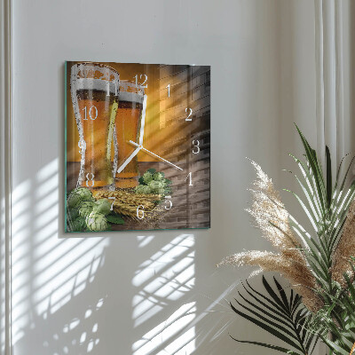 Square wall clock Glasses of beer