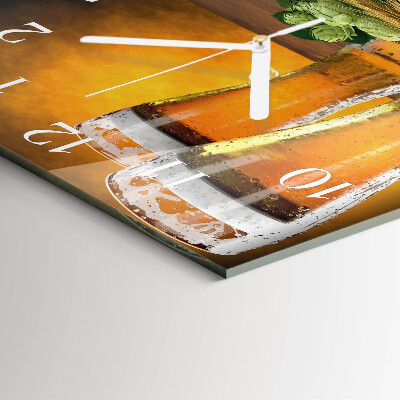 Square wall clock Glasses of beer