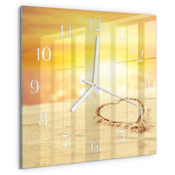 Square wall clock Heart in the Sand