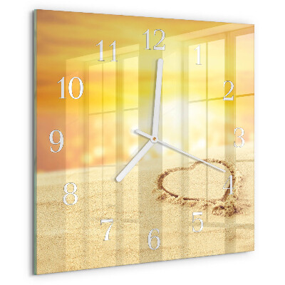 Square wall clock Heart in the Sand