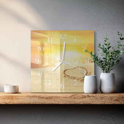 Square wall clock Heart in the Sand