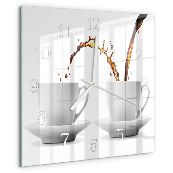 Square wall clock Cups of coffee