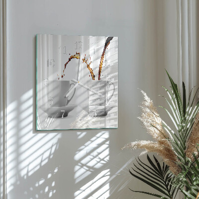 Square wall clock Cups of coffee