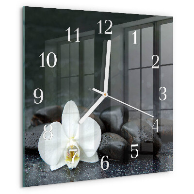 Square wall clock Flower and stones