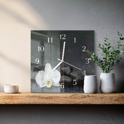 Square wall clock Flower and stones