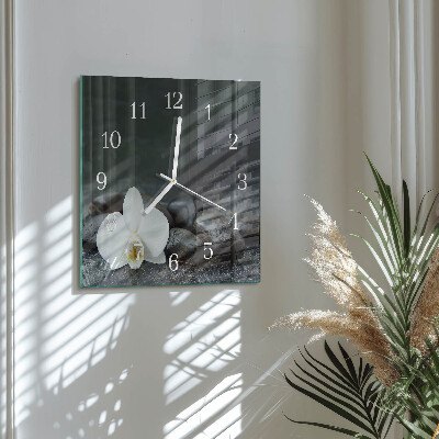 Square wall clock Flower and stones