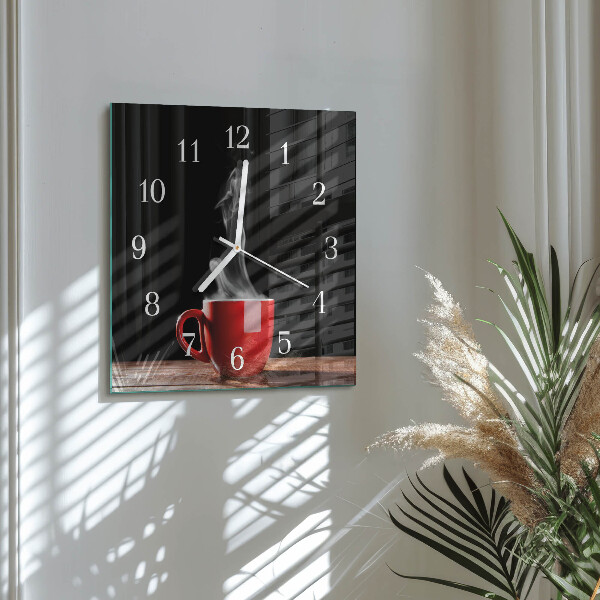 Square wall clock Cup of Coffee