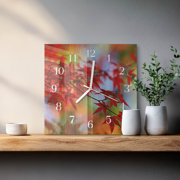 Square wall clock Maple Leaves