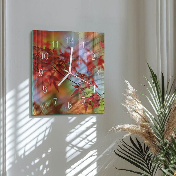 Square wall clock Maple Leaves