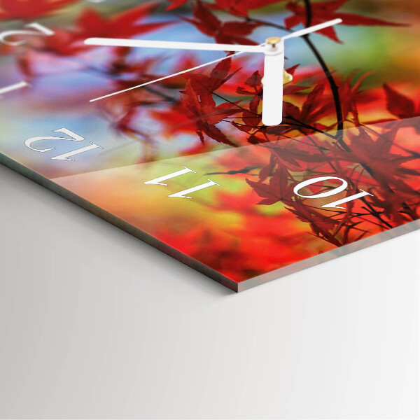 Square wall clock Maple Leaves