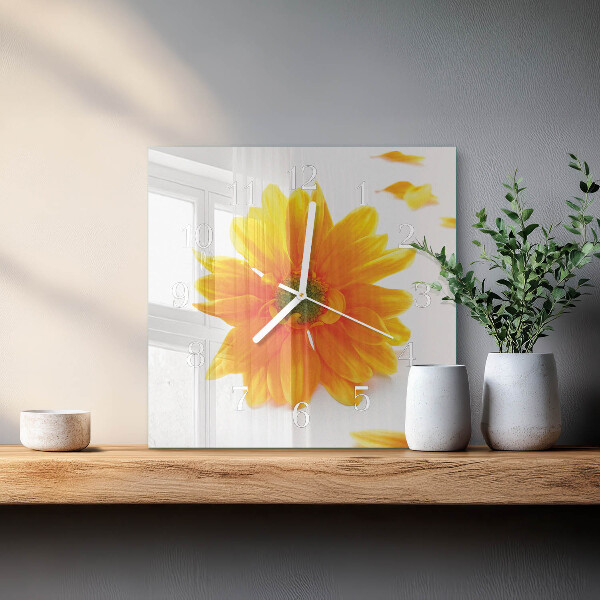 Square wall clock Flower