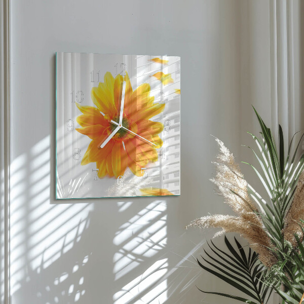 Square wall clock Flower