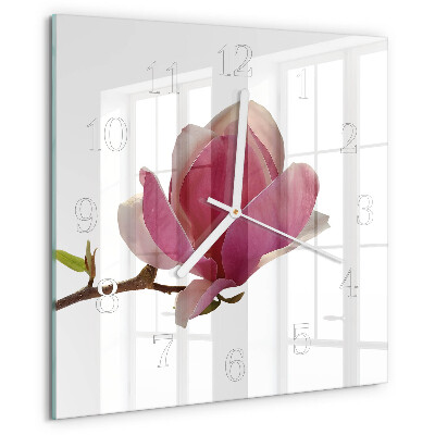 Square wall clock Magnolia Flower