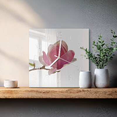 Square wall clock Magnolia Flower