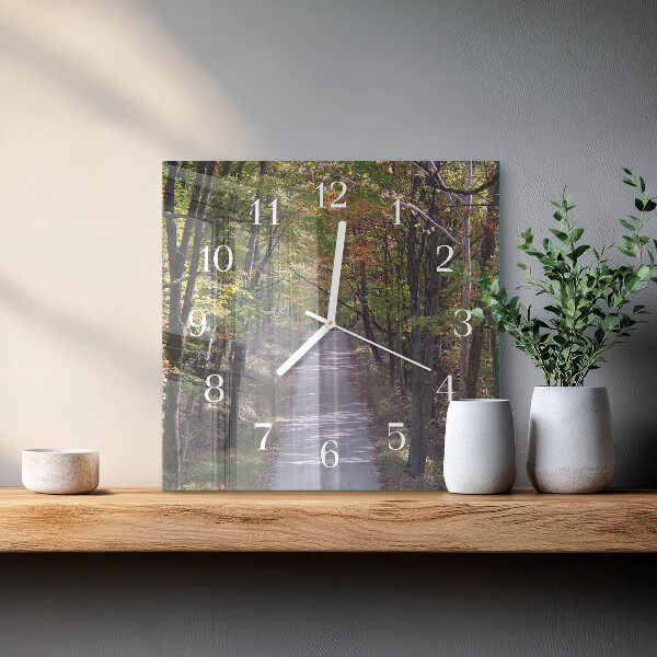 Square wall clock Forest Path