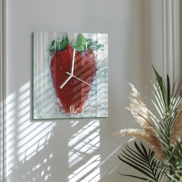 Square wall clock Strawberry