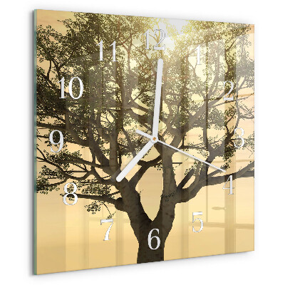 Square wall clock Tree